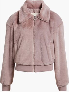 Thread & Supply Blush Faux-Fur Bomber Jacket